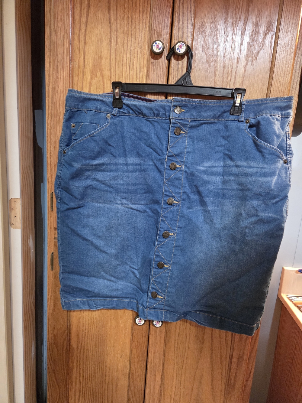 Women's Button-Front Denim Mini Skirt - Blue